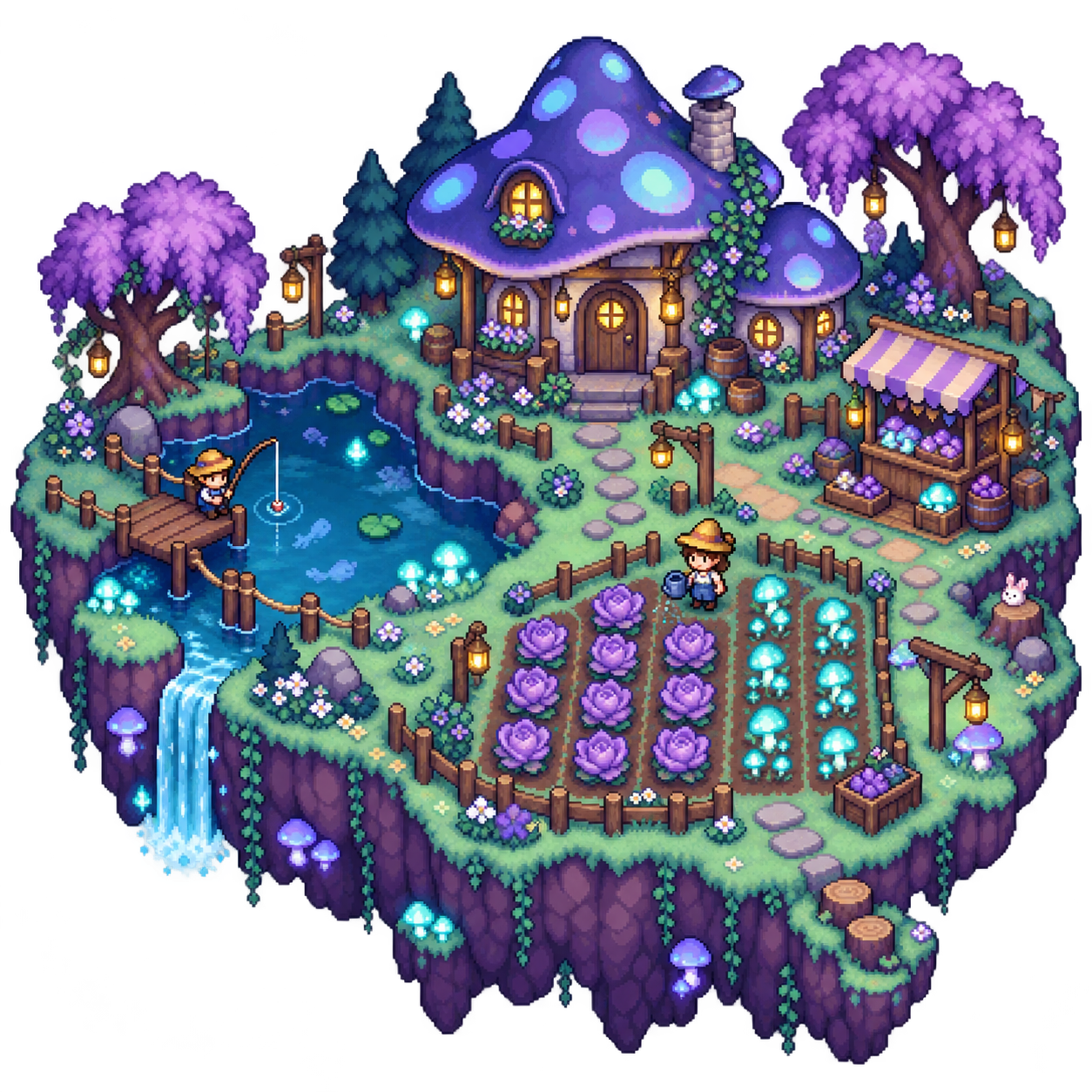 Mooncap Meadow pixel farm island